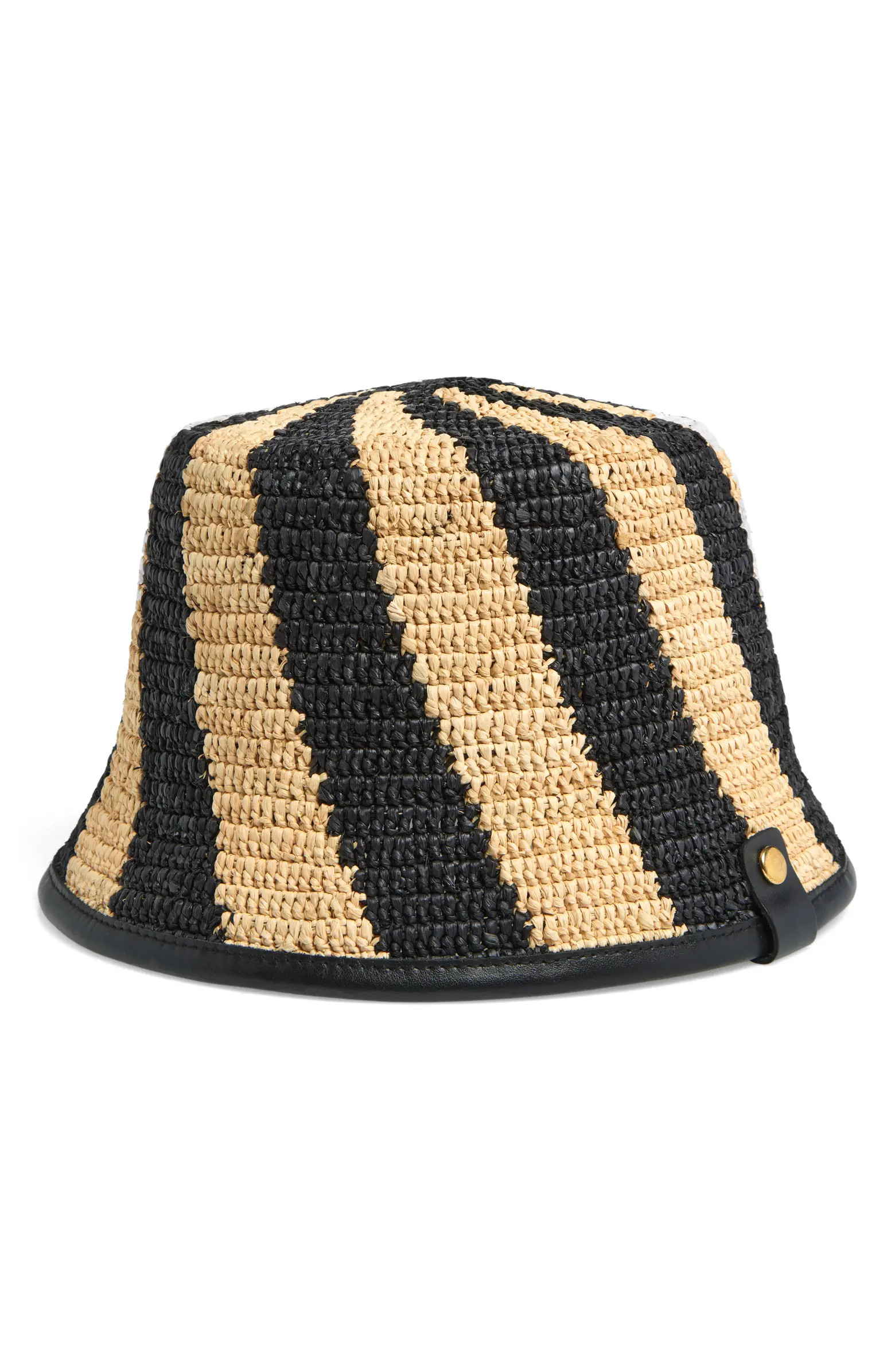 Jacquemus Le Bob Soli Leather & Raffia Bucket Hat | Nordstrom | Nordstrom