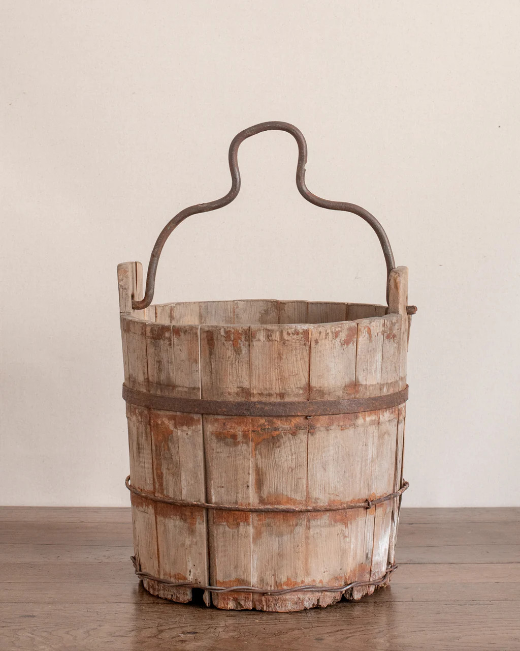 Antique Cypress Water Bucket | The Vintage Rug Shop