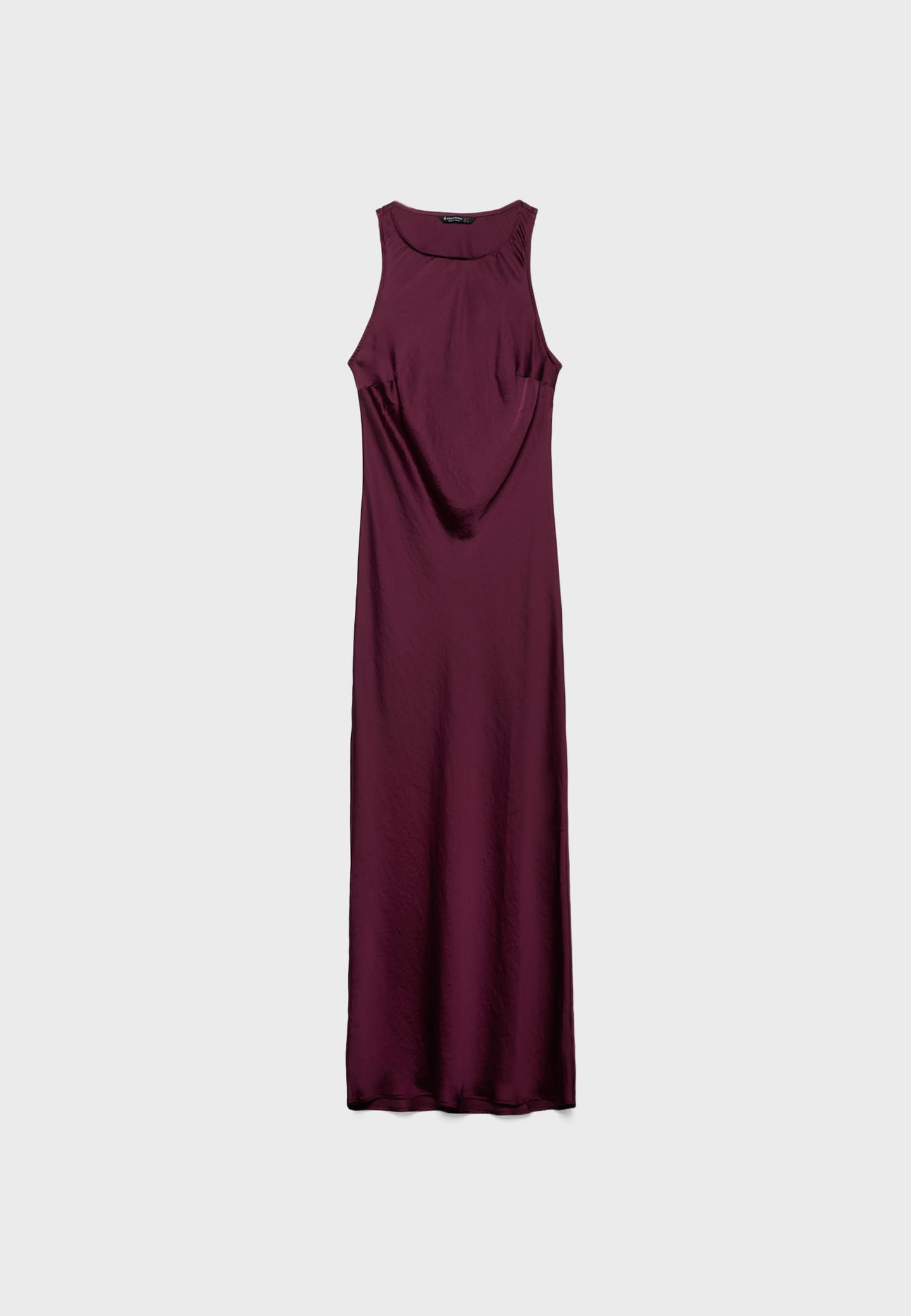 Sleeveless satin midi dress with a round neck.View moreBurgundy | REF. 8204/934/150Limited Editio... | Stradivarius (UK)