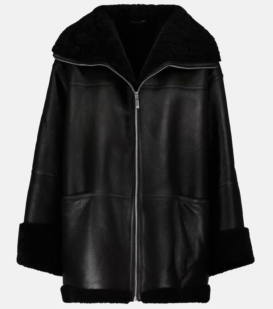 Toteme Lederjacke mit Shearling | Mytheresa (DACH)