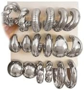 IFKM 24 Pairs Gold Hoop Earrings Set for Women Hypoallergenic Chunky Chain Twisted Open Hoops Dan... | Amazon (US)