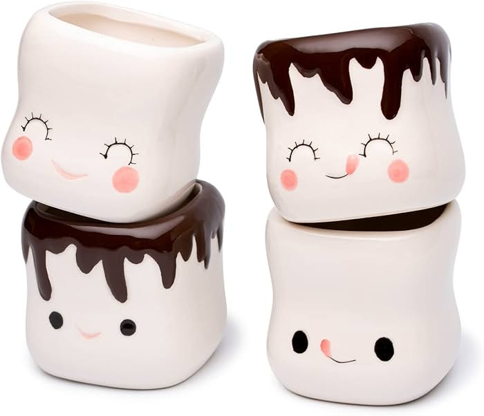 Cute Marshmallow Shaped Mugs Ceramic Hot Chocolate Cup Hot Chocolate Mugs Milk Cocoa Christmas Fu... | Amazon (US)