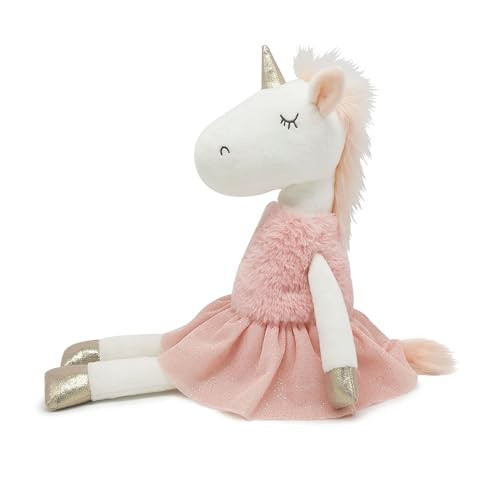 Mikee Fluffie Unicorn Stuffed Animal, 16.5" Tall,Safe Material Soft Unicorn Toys for Girls Ballerina Dolls with Skirt, Cute Doll for Girls and Decor, Pink | Amazon (US)