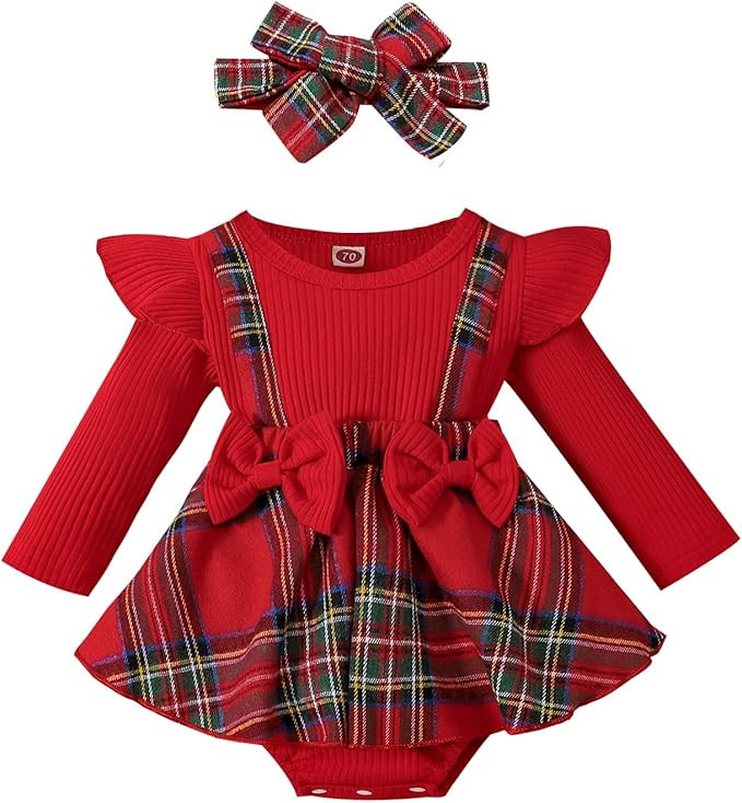 CIYCUIT Baby Girl Outfits Long Sleeve Ruffle Lace Romper Dress Clothes | Amazon (US)