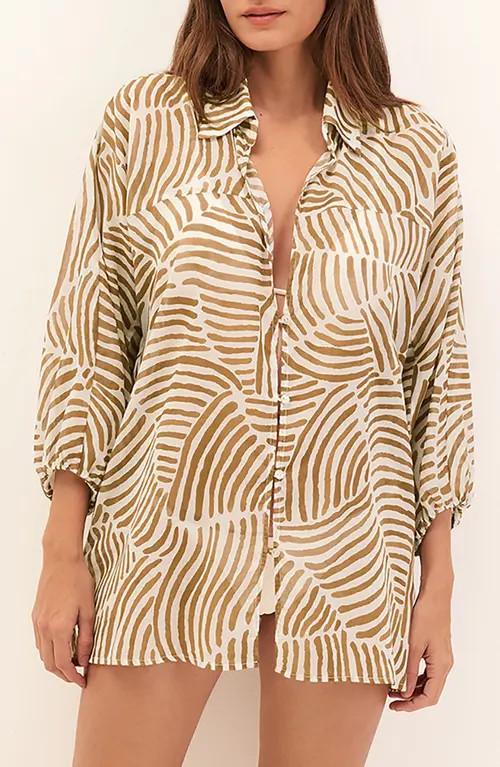 ViX Paula Hermanny Moana Cover-Up Shirt in Multi at Nordstrom, Size X-Large | Nordstrom