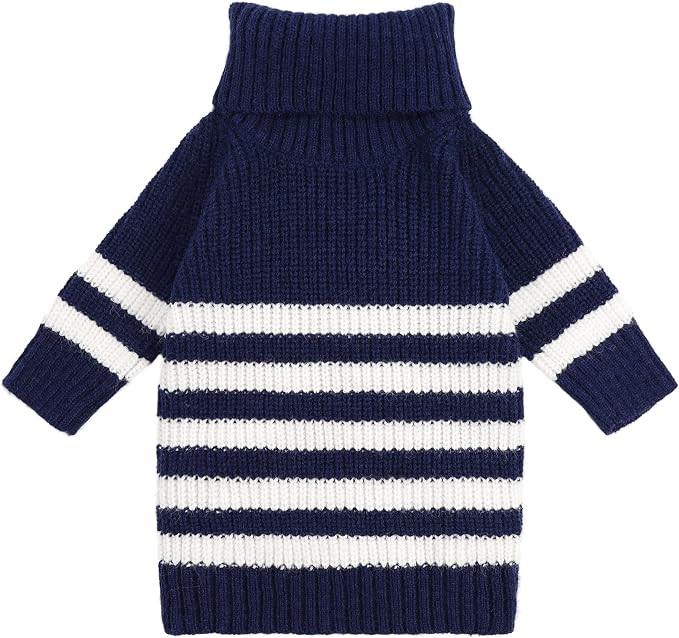 Fitwarm Dog Striped Knitted Sweater, Thermal Turtleneck Pet Coat, Dog Winter Clothes for Small Do... | Amazon (US)