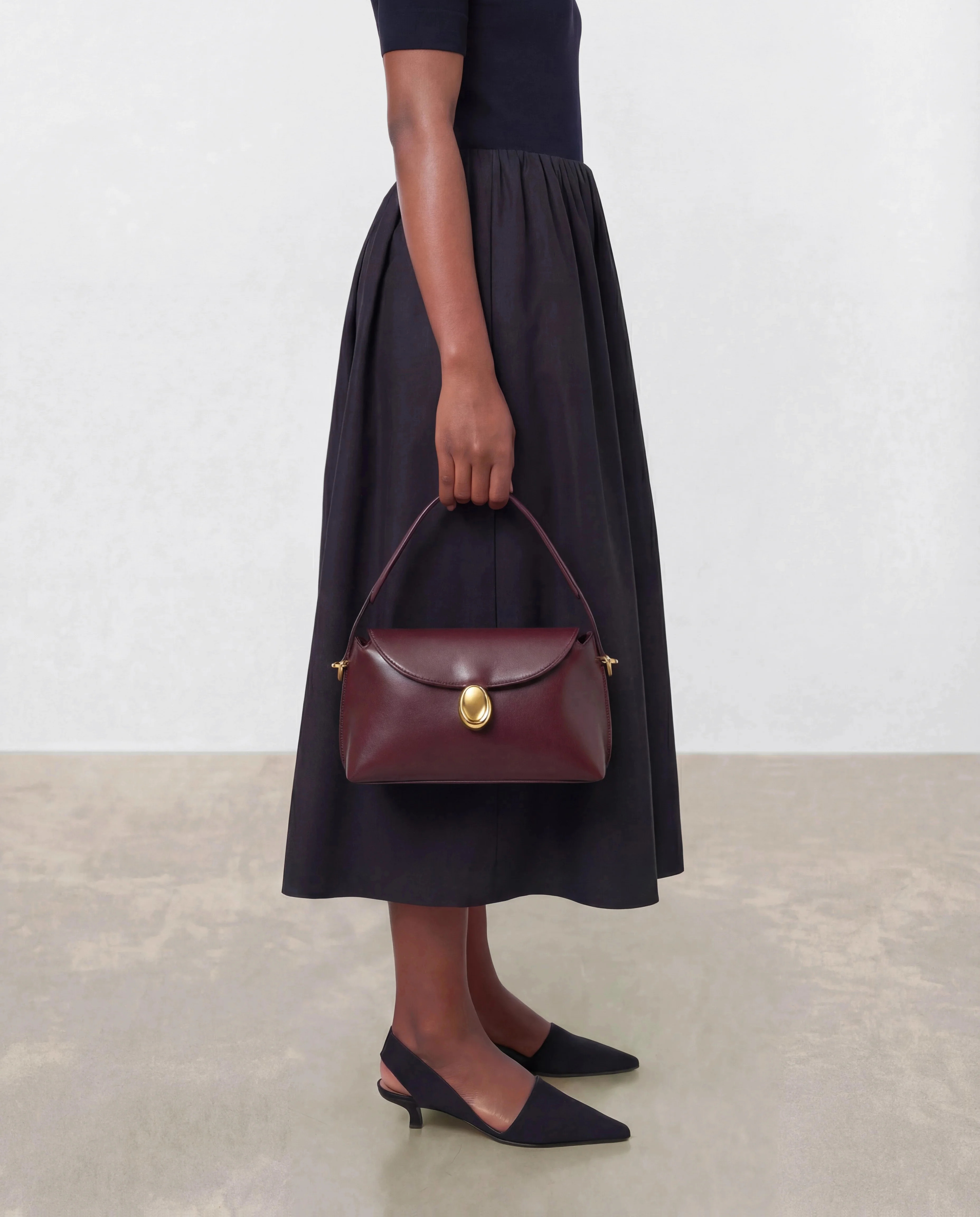 Gaia Mini Bag Leather Burgundy | Flattered