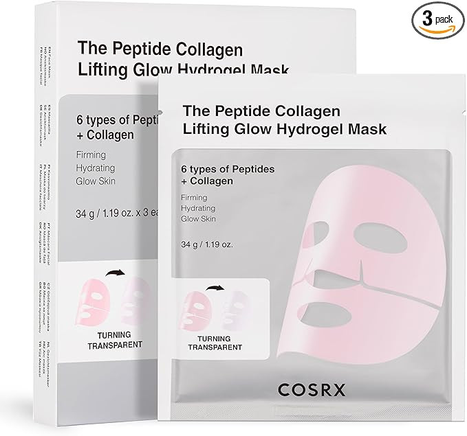 COSRX Pink Peptide Collagen Lifting Glow Hydrogel Face Masks Skincare 3 EA, Collagen Face Mask, T... | Amazon (UK)