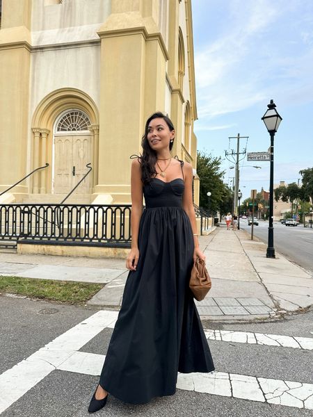 Kat Jamieson wears a black dress to dinner in Charleston with a vintage Chanel necklace and sling back heels. Bottega clutch, date night, LBD. 

#LTKshoecrush #LTKitbag #LTKSeasonal