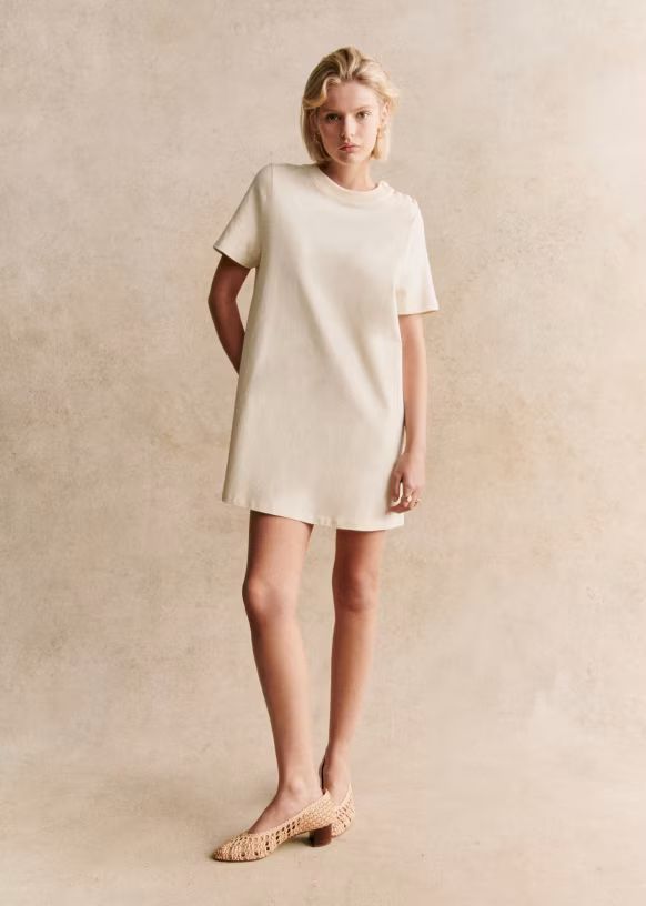 Selena Dress - Cream - Organic cotton - organic textile - Sézane | Sezane Paris
