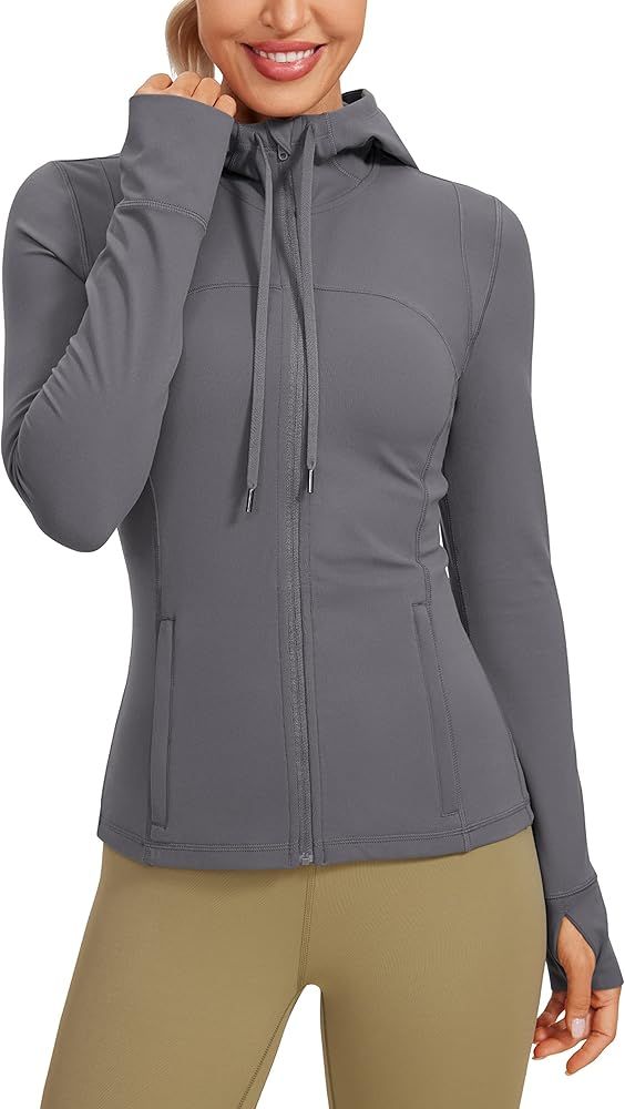 CRZ YOGA Butterluxe Womens Hooded Workout Jacket - Zip Up Athletic Running Jacket with Back Mesh ... | Amazon (US)