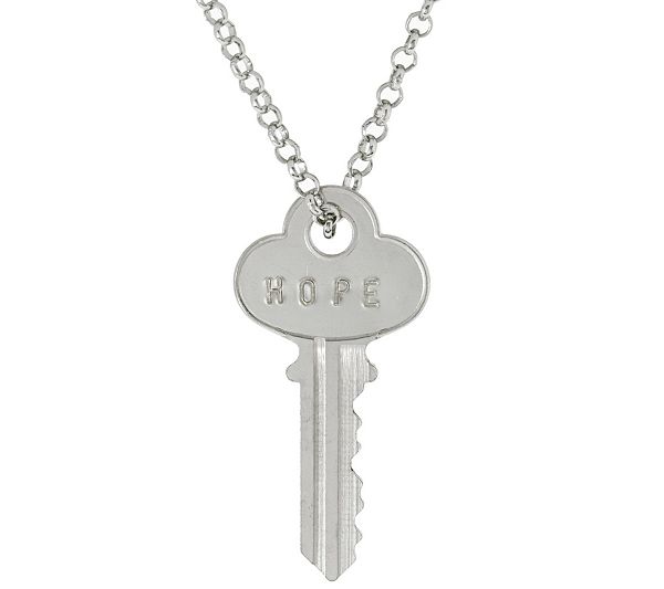 The Giving Keys Silvertone 'HOPE' Key Pendant with 30" Rolo Chain | QVC