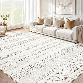 Tortania Area Rug Living Room Rugs - 5x7 Washable Large Soft Neutral Boho Moroccan Bohemian Farmh... | Amazon (US)