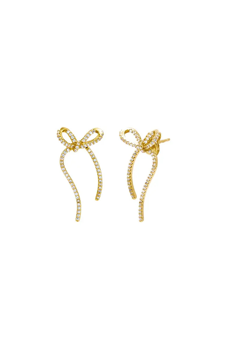 BY ADINA EDEN Pave Long Bow Tie Drop Stud Earring | Nordstrom | Nordstrom
