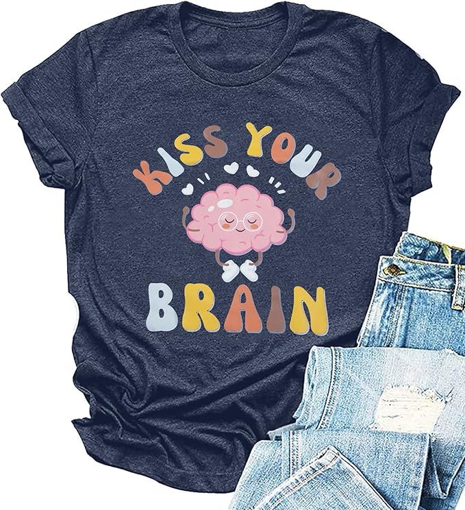 FLOYU Women Teacher Shirts Kiss Your Brain Teacher Shirt Special Education Teacher Tops Casual Te... | Amazon (US)