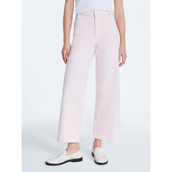 Free Assembly Women's High Rise Cropped Patch Pocket Seersucker Pants, 26" inseam, Sizes 0-20 | Walmart (US)