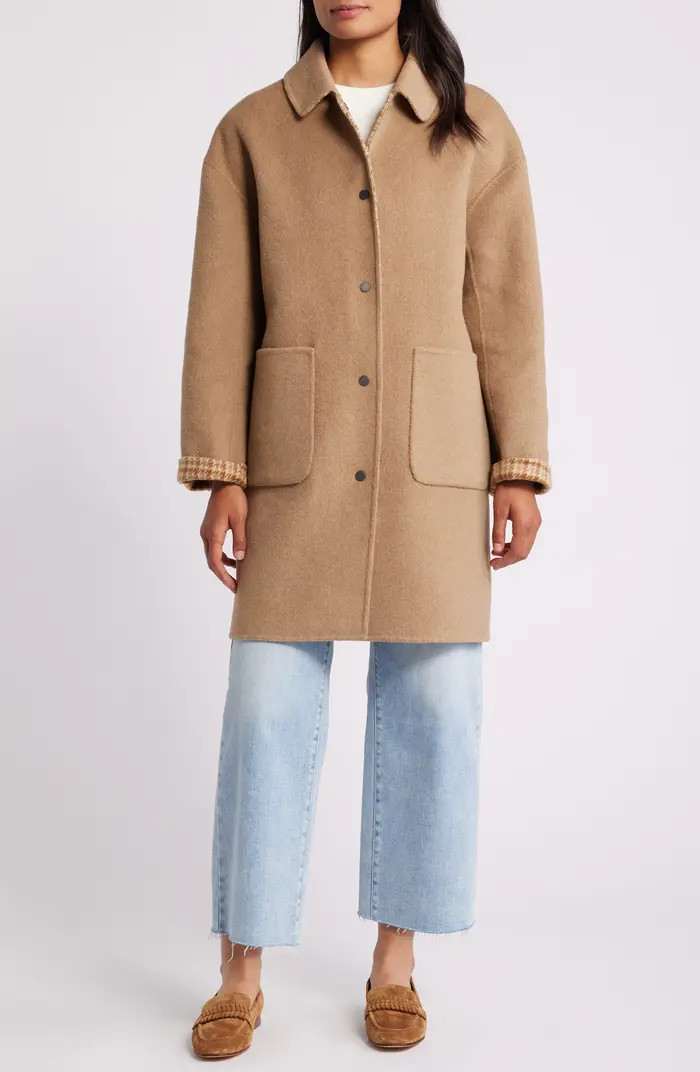 BCBGMAXAZRIA Reversible Wool Blend Barn Jacket | Nordstrom | Nordstrom