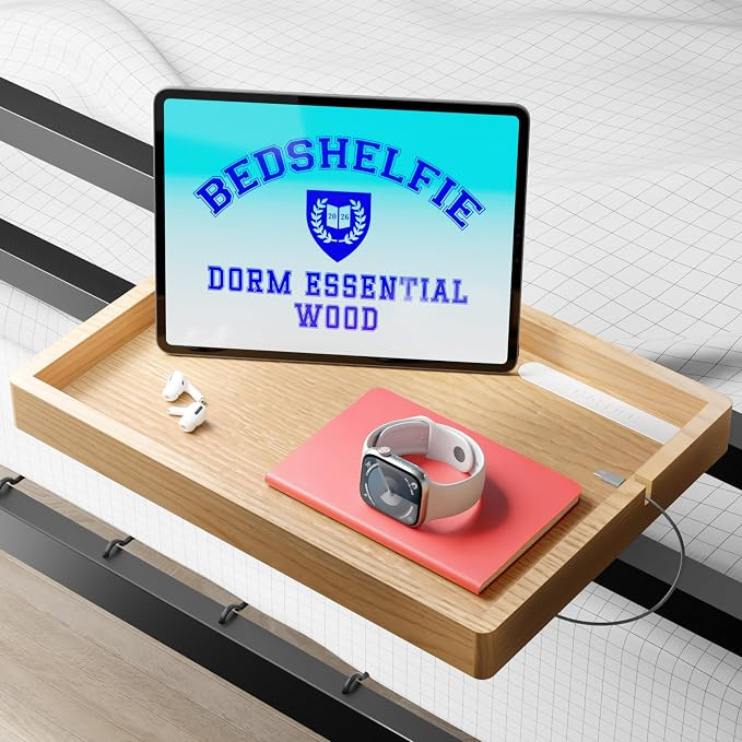 BedShelfie Wood Bedside Shelf for Bunk Bed & Top Bunk, College Dorm Room Essentials, Loft Nightst... | Amazon (US)