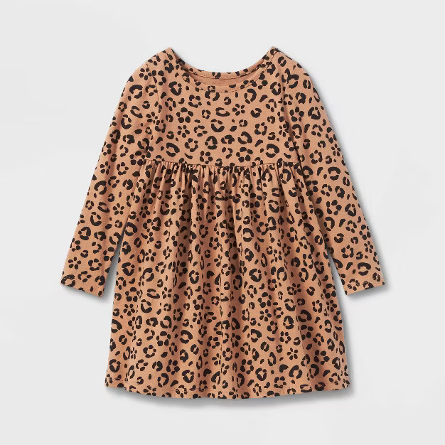 Toddler Girls' 100% Cotton Printed Long Sleeve Dress - Cat & Jack™ | Target