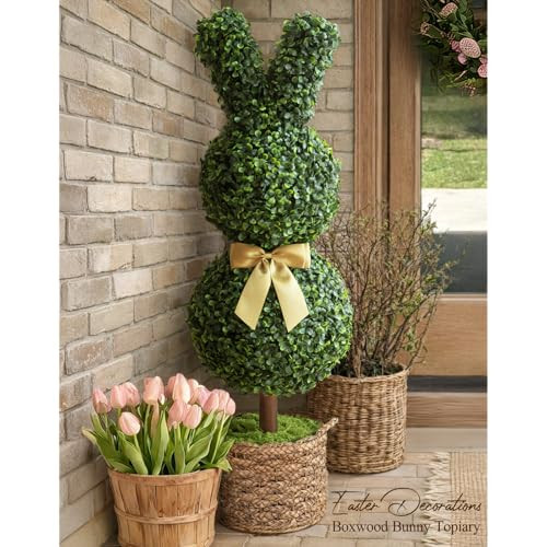 Easter Decorations - 3 Ft Boxwood Bunny Topiary with Bow - Artificial Bunny Shaped Tree with Planter Pot for Indoor Outdoor Decor - Spring Decoration for Home Yard Front Door Porch Mantle Party | Amazon (US)