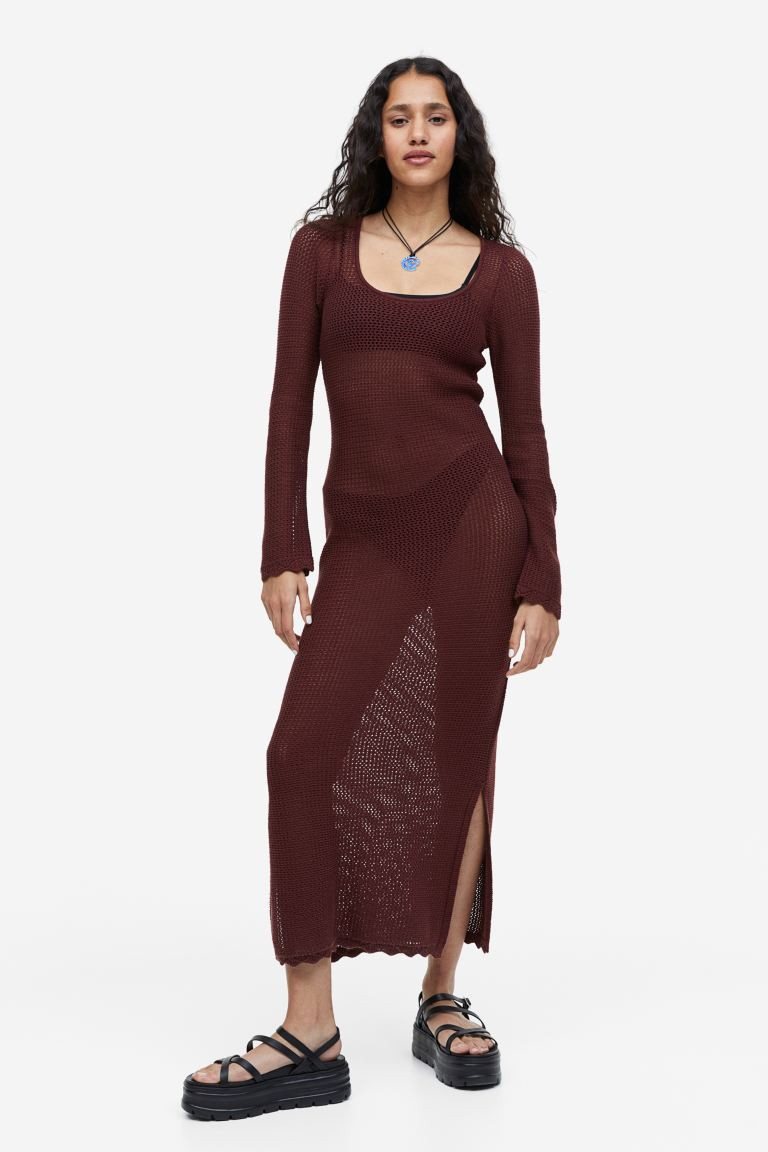 Tie-detail hole-knit dress | H&M (UK, MY, IN, SG, PH, TW, HK)