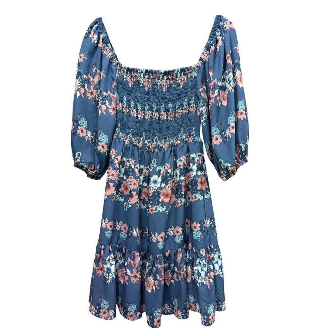 Hot Tomato Women's Babydoll Dress - Blue/Multi - S | Depop US
