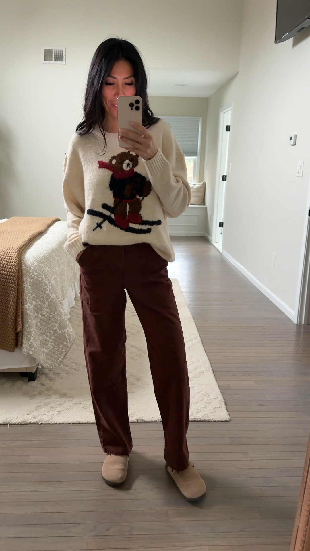 Teddy bears for the win! Such a cute style this year! I also got Alex the teddy bear sweater in the mini version :)
This sweater is oversized, I’m wearing size small. 

#LTKHoliday #LTKgrwm #LTKootd