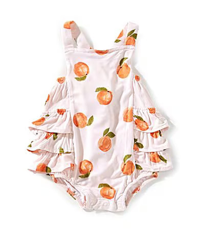 Angel Dear Baby Girls Watercolor Peaches Sunsuit Romper - 3/6 Months | Dillard's