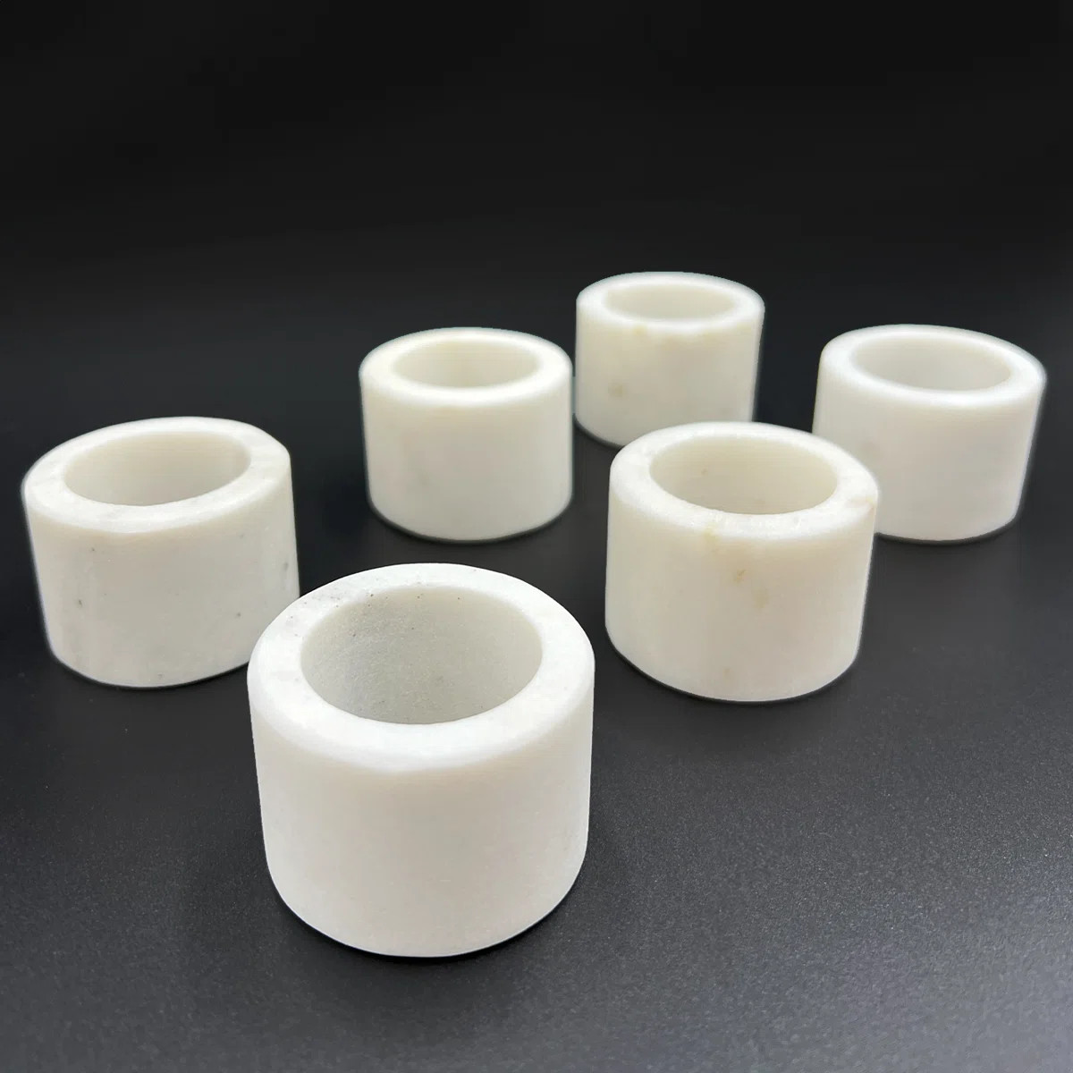 Real Marble Round White Napkin Rings Set | Wayfair North America