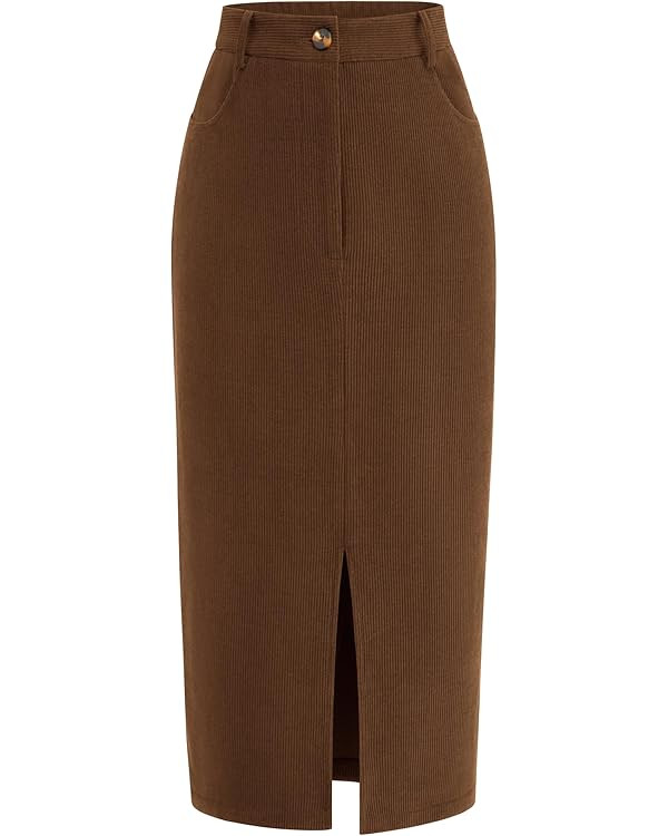 PRETTYGARDEN Corduroy Skirt Women Fall Fashion 2025 High Waisted Pencil Midi Skirts Business Casu... | Amazon (US)