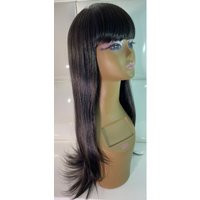 Long Sleek Black Wig With Brown Highlights - Synthetic Bangs, Cosplay Goth 90S | Etsy (US)