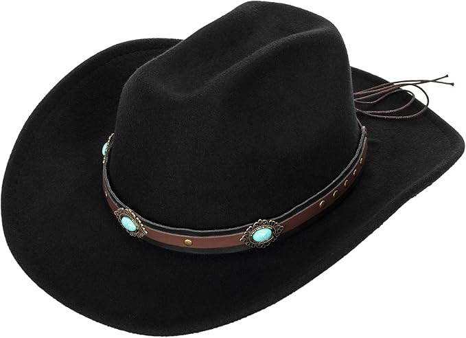 Women-Classic-Western-Cowboy-Shapeable-Hat - Men-Roll-Up-Wide-Brim-Felt-Fedora-Hats-Cowgirl-Hat w... | Amazon (US)