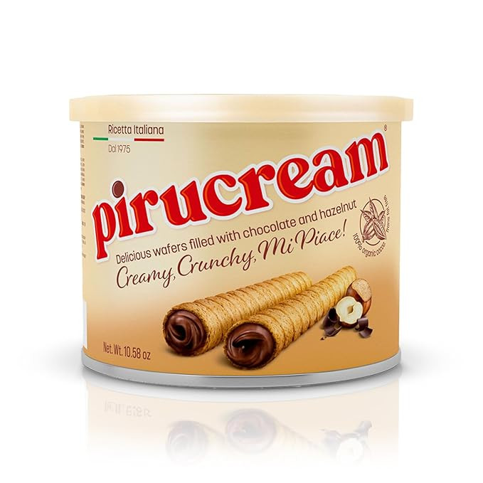 Pirucream Cream Filled Rolled Wafer. Chocolate and Hazelnut Filling. Premium Chocolate. 10.59 Oz ... | Amazon (US)