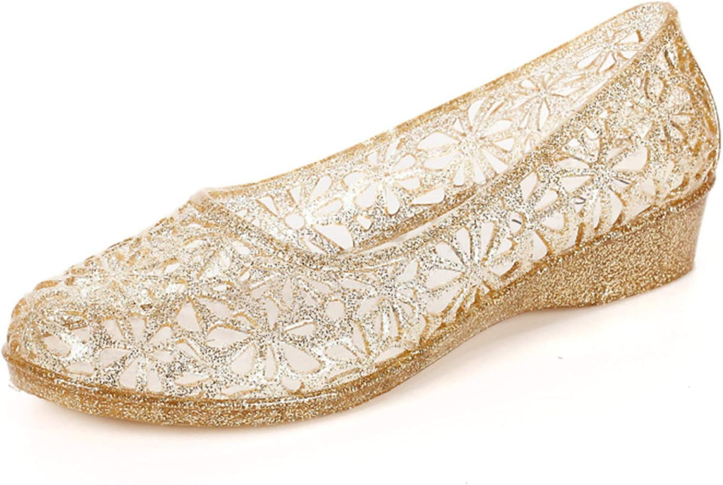 ZTWUTANG Women's Shiny Soft Hollow Ballet Flats Beach Jelly Shoes | Amazon (US)