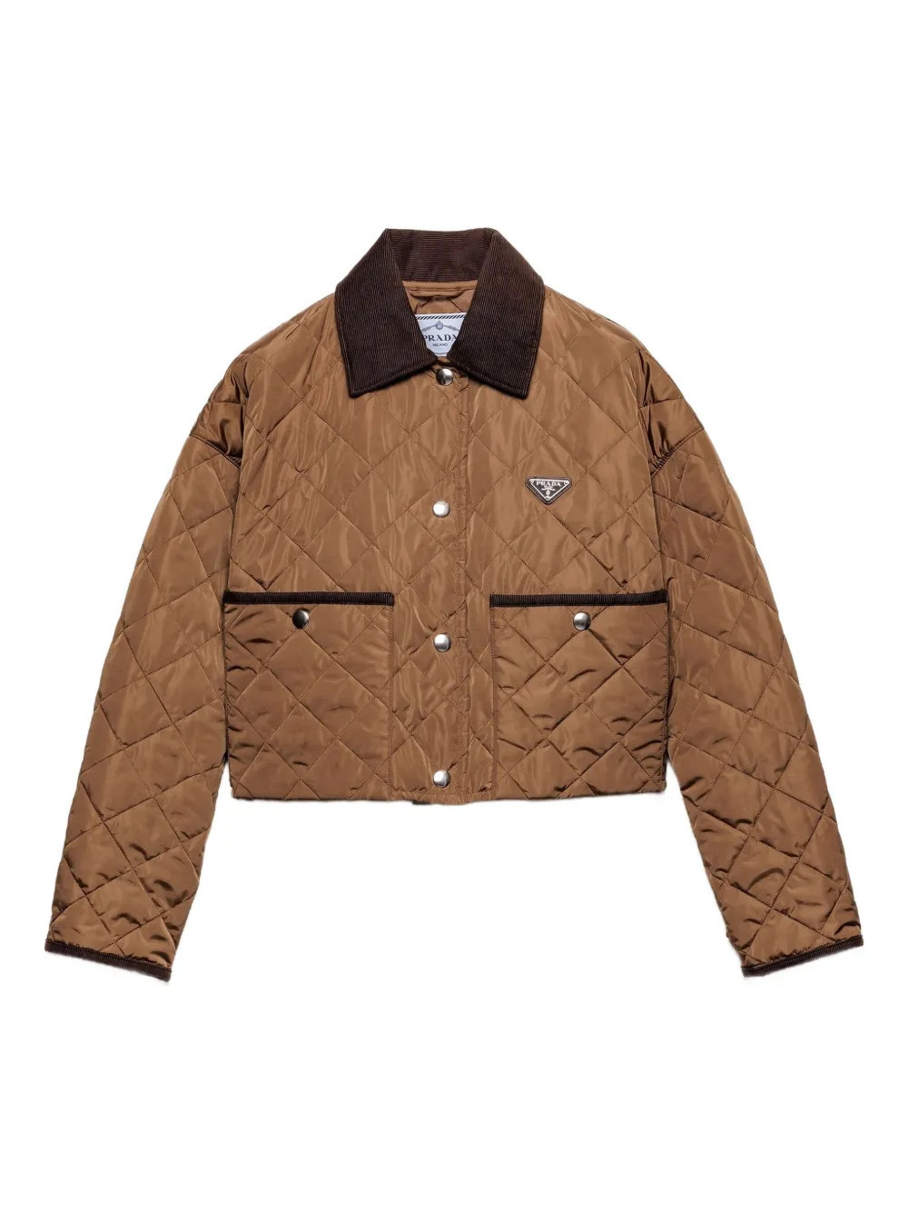 Prada quilted corduroy-collar jacket - Brown | Farfetch Global