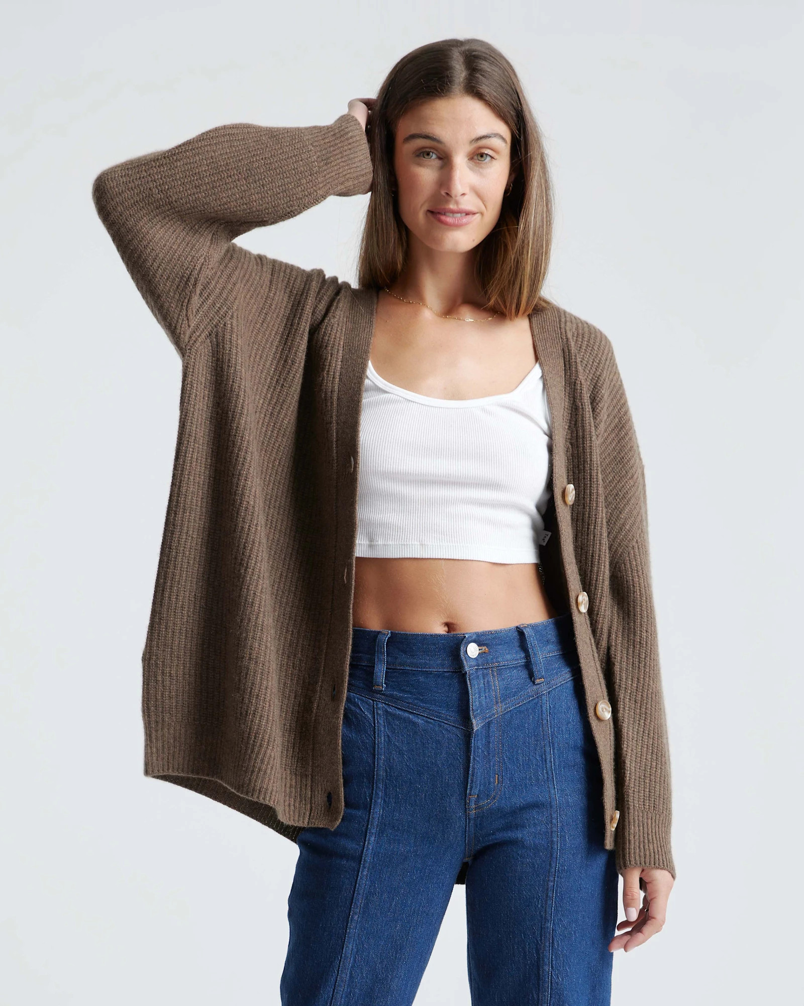 Lightweight Mongolian Cashmere Oversized Boyfriend Cardigan Sweater | Quince
