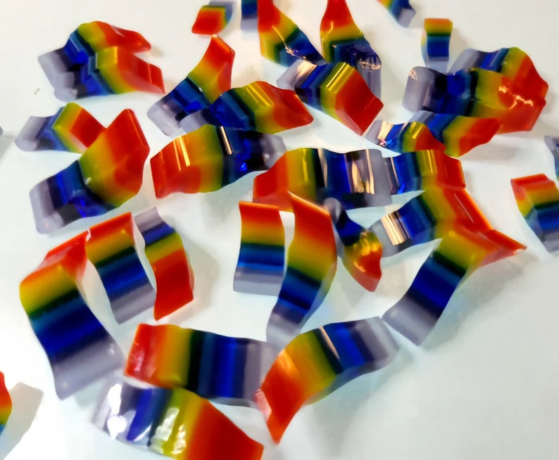 Rainbow Murrine Flat Cane Slices 90COE 25grams Bullseye Glass Semi Flat Cane Slices Variety Scene... | Etsy (US)