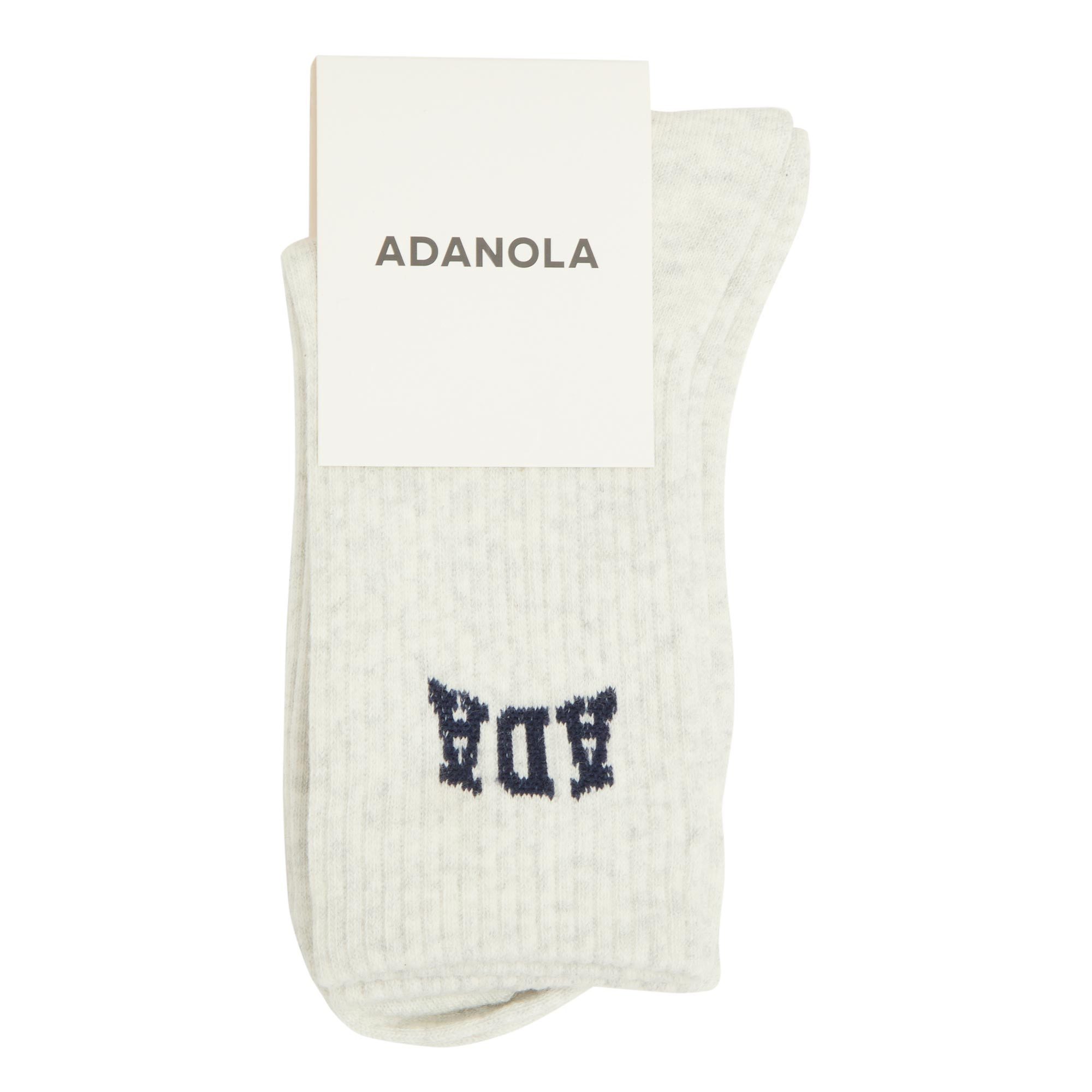 ADANOLA Logo Ribbed Sports Socks - Light Grey MelangeNavy | Brown Thomas (IE)