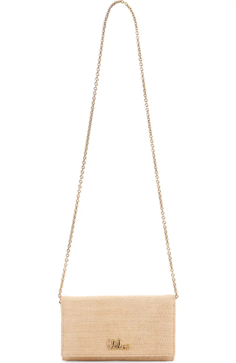 Chloé Iconic Script Raffia Texture Wallet On a Chain | Nordstrom | Nordstrom