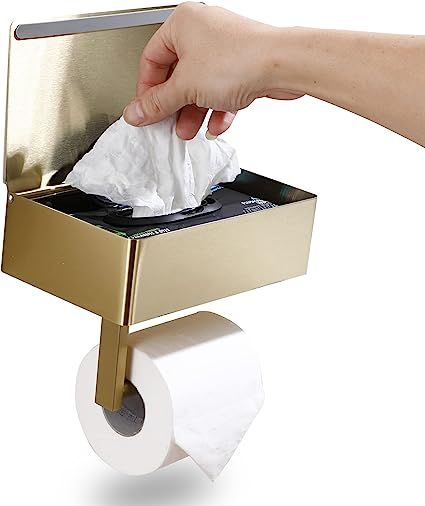 Day Moon Designs Toilet Paper Holder with Shelf - Flushable Wipes Dispenser & Storage Fits Any Ba... | Amazon (US)