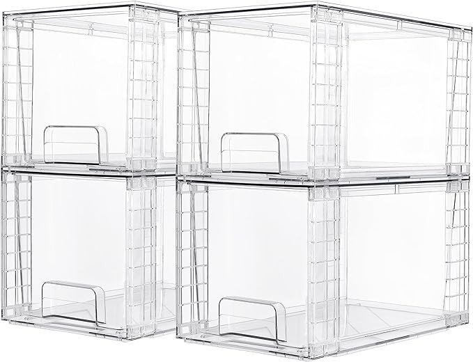 Vtopmart 4 Pack Large Stackable Storage Drawers,Clear Acrylic Drawer Organizers with Handles, Eas... | Amazon (CA)