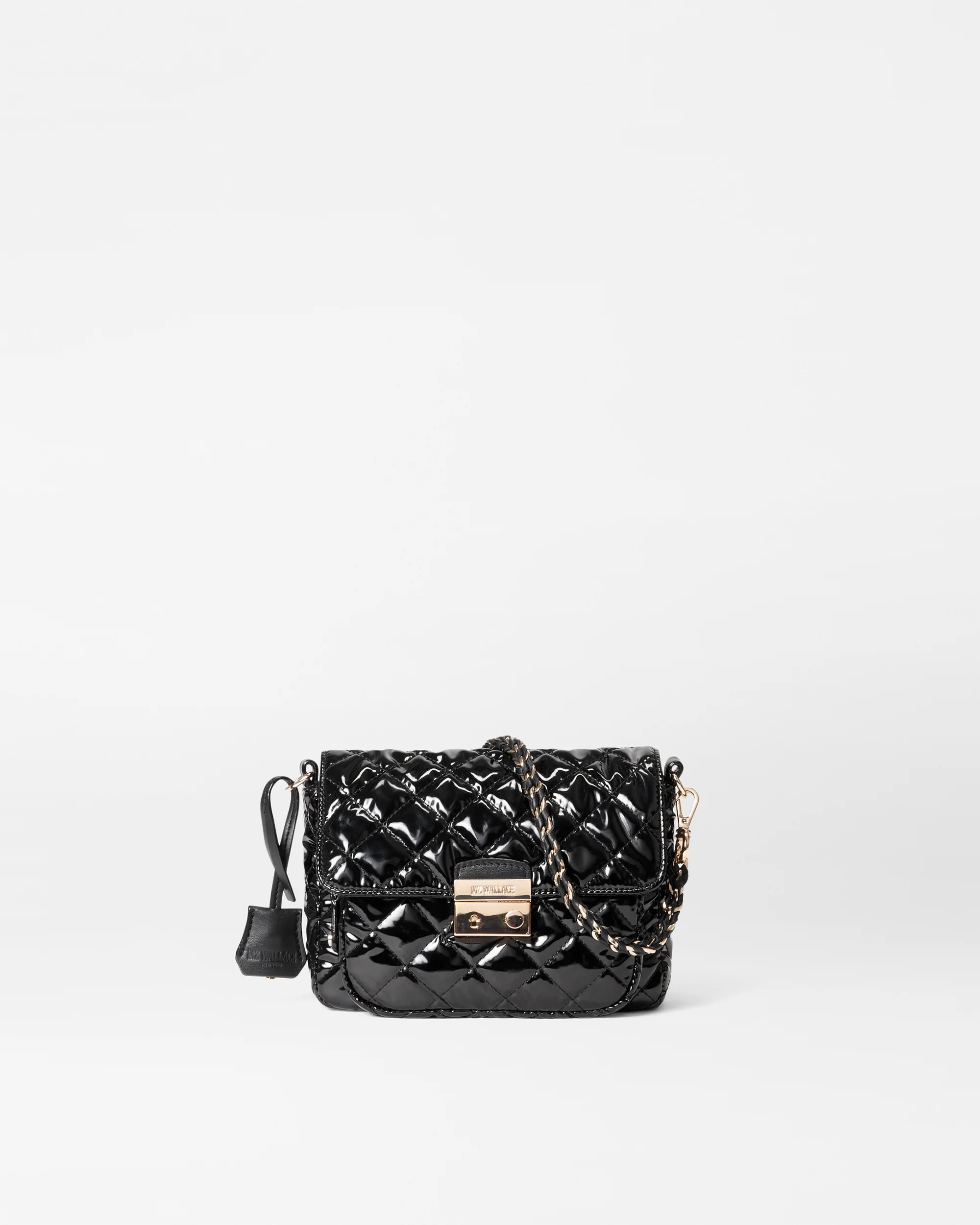 Black Lacquer Small Crosby Lock Crossbody | MZ Wallace