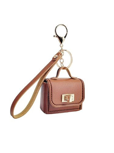 Mini PU Leather Handbag Keychain for Women - Small Bag Charm Accessories, Headphone Bag | Keychains & Charms（Brown） | Amazon (US)