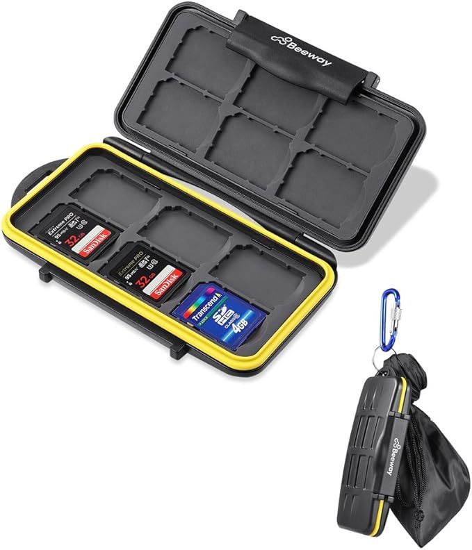 Beeway Memory Card Carrying Case Holder for SD SDHC SDXC - 12 Slots Sealed Waterproof with Storag... | Amazon (US)
