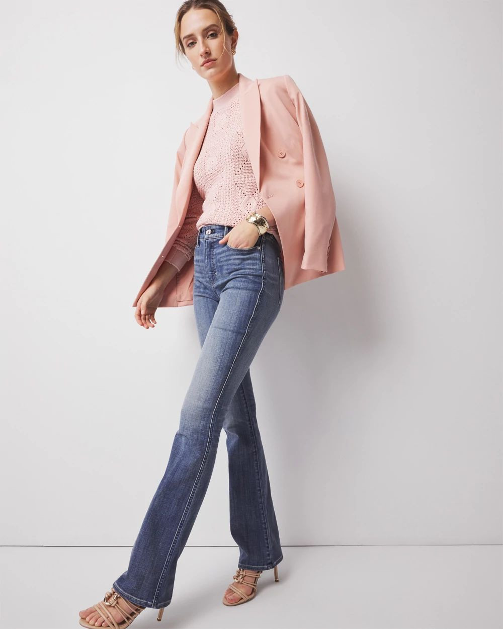 High-Rise Everyday Soft Denim™ Skinny Flare Jeans | White House Black Market