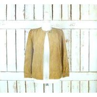 Tan/Taupe/Camel Suede Leather Vintage Jacket Top/Suede Top/12 | Etsy (US)