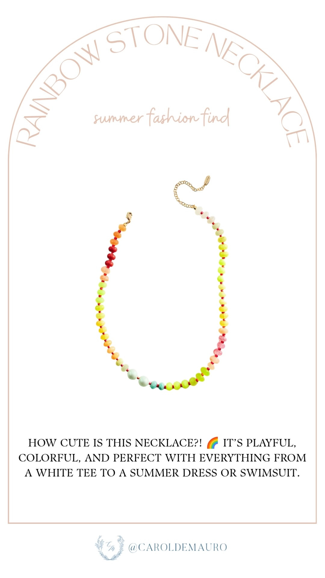 rainbow stone necklace, summer accessory, pop of color, colorful accessories, anthropologie