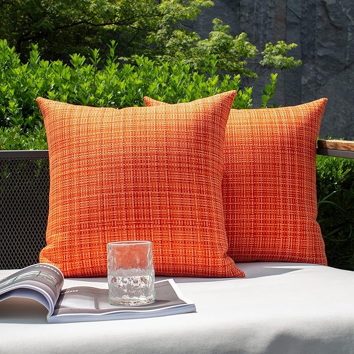 Kevin Textile Pack of 2 Decorative Outdoor Waterproof Throw Pillow Covers Stripe Square Pillowcas... | Amazon (US)