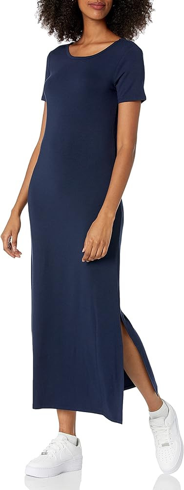 Amazon Essentials Women's Jersey Standard-Fit Short-Sleeve Crewneck Side Slit Maxi Dress (Previou... | Amazon (US)