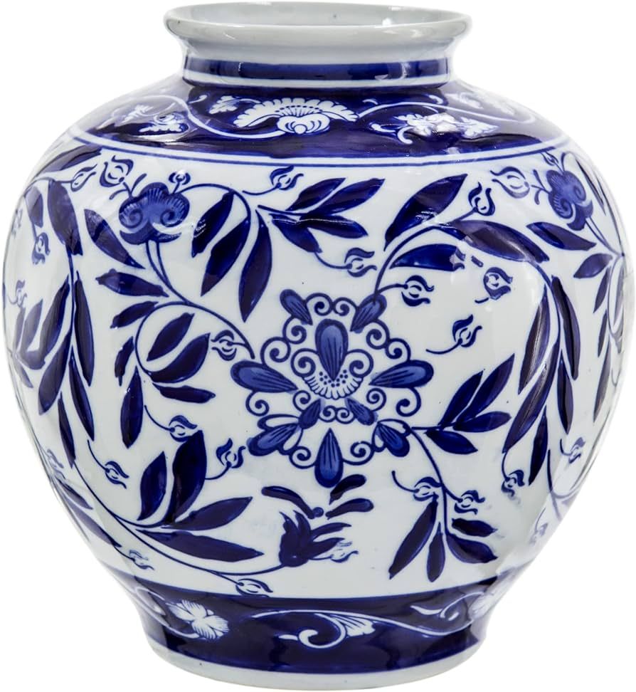 A&B Home Blue and White Porcelain Flower Vase, Ceramic Vase for Home Decor, Bedroom Living Room C... | Amazon (US)